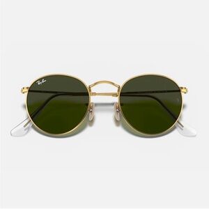 Ray-Ban Round Metal Polished Gold Frame with Green Lens Model RB3447
